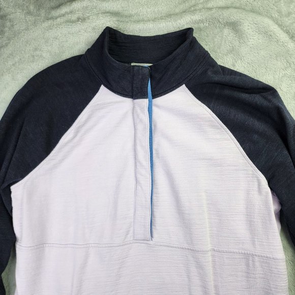 T by Talbots Top Women L Pink Blue Pullover Mock Neck Snaps UPF 50 Hiking - Picture 4 of 12